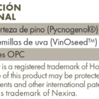 Tabla con valores nutricionales de ZREEN Pycnogenol-100 VinOseed